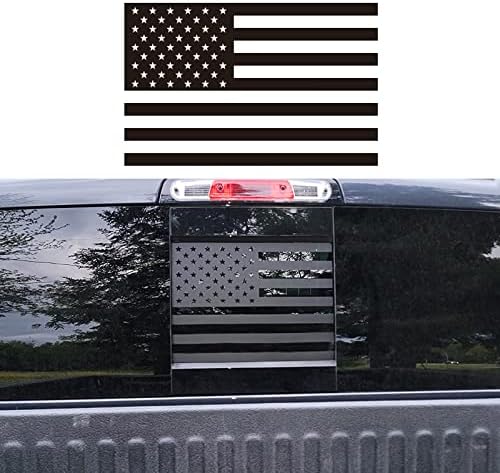 WONWOPN אחורי חלון אמצעי מדבקות כושר RAM 1500 2500 3500 2009-2018, חלון הזזה אחורי של משאיות מדבקת דגל אמריקאי מט שחור שחור